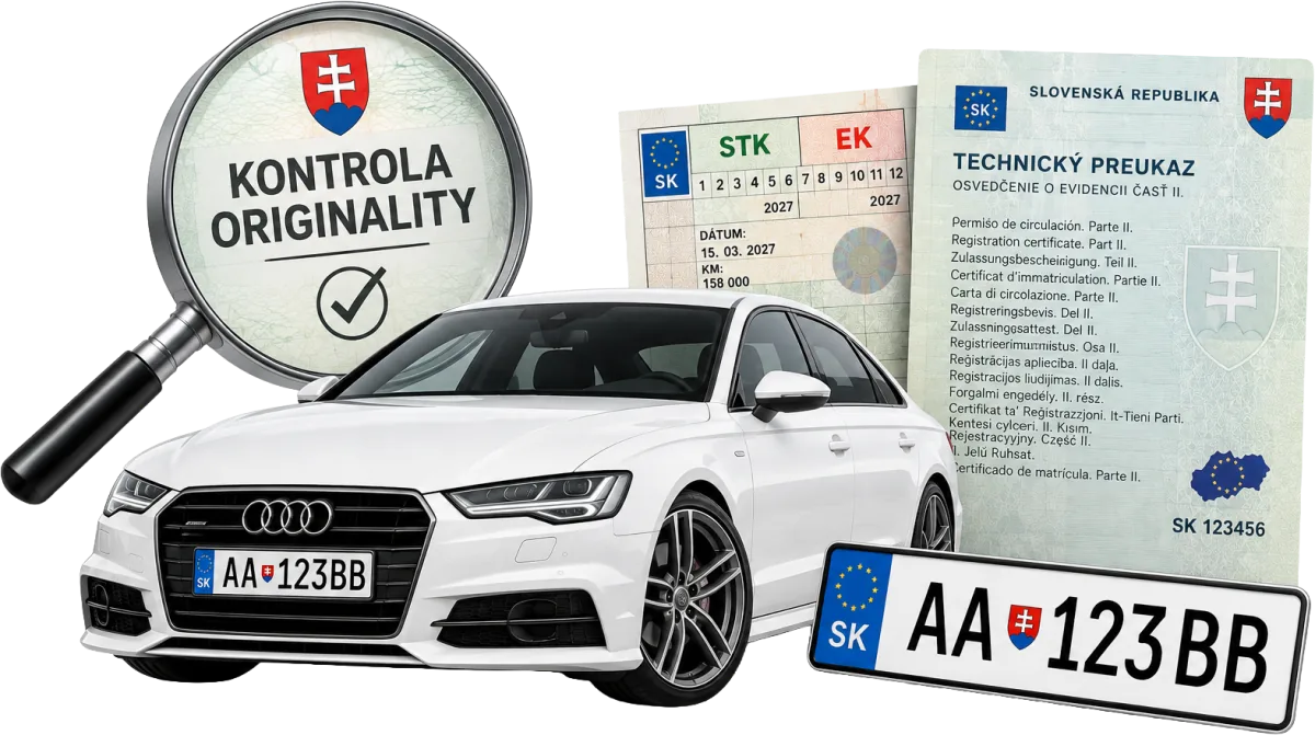 Auto so slovenskými evidenčnými číslami, technický preukaz a kontrola originality